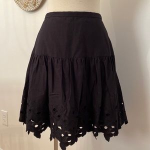 J Crew Black Floral Eyelet Skirt